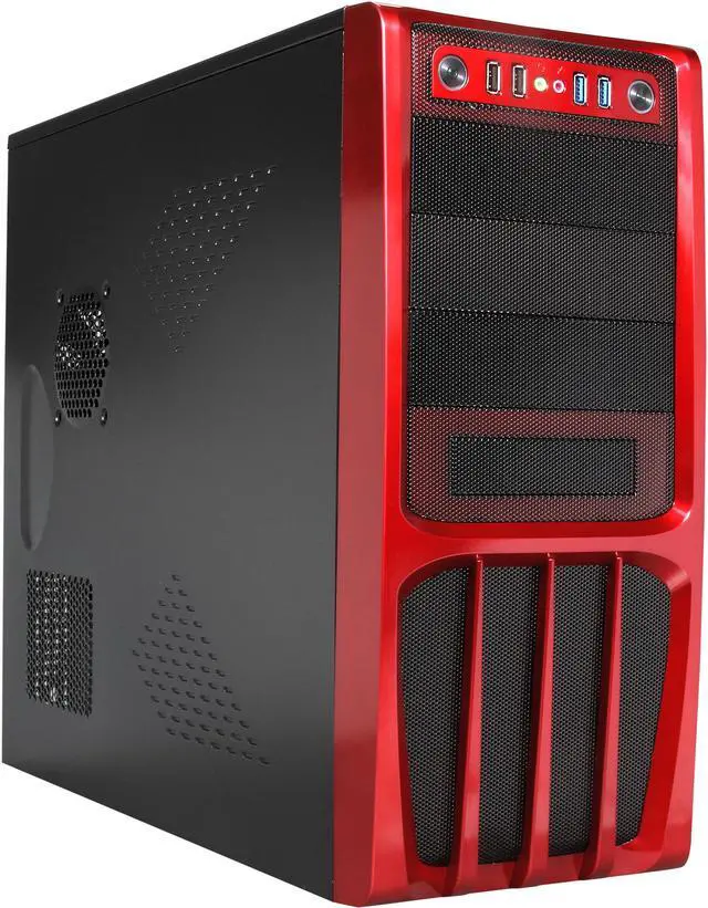 Main image of Rosewill - Black, Hot-Dipped Galvanized Steel ATX Mid Tower Computer Case with Red Front Panel and 500W Power Supply - R536-Red