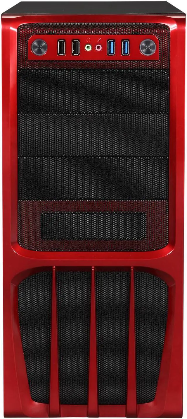 Alt view image 2 of 9 - Rosewill - Black, Hot-Dipped Galvanized Steel ATX Mid Tower Computer Case with Red Front Panel and 500W Power Supply - R536-Red