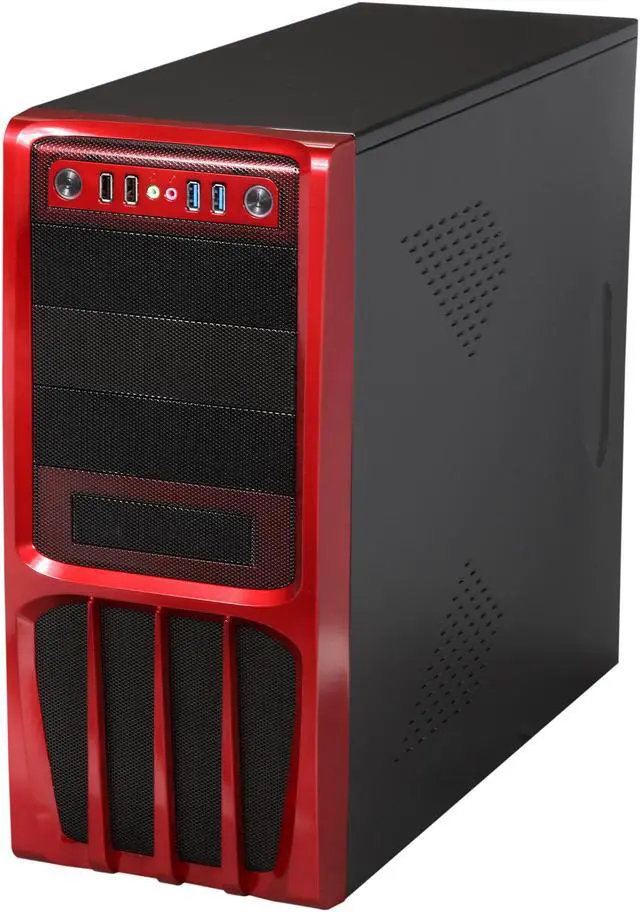 Alt view image 3 of 9 - Rosewill - Black, Hot-Dipped Galvanized Steel ATX Mid Tower Computer Case with Red Front Panel and 500W Power Supply - R536-Red