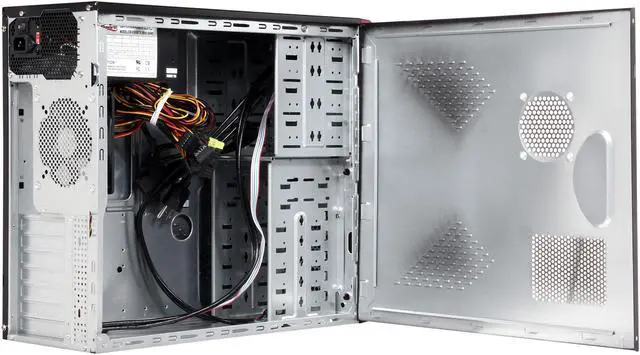 Alt view image 5 of 9 - Rosewill - Black, Hot-Dipped Galvanized Steel ATX Mid Tower Computer Case with Red Front Panel and 500W Power Supply - R536-Red