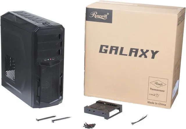 Alt view image 10 of 10 - Rosewill Galaxy-02-A - Black Gaming ATX Mid Tower Computer Case - Top-Mounted USB 3.0 Ports, Two Fans - 1 x Front Red LED 120mm, 1 x Rear 120mm