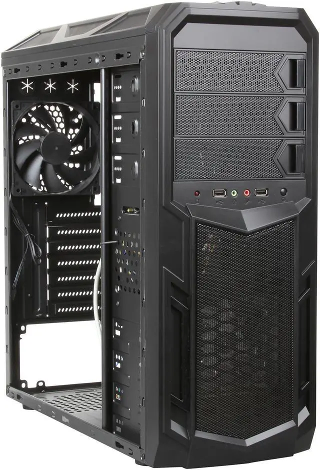 Alt view image 7 of 10 - Rosewill Galaxy-02-A - Black Gaming ATX Mid Tower Computer Case - Top-Mounted USB 3.0 Ports, Two Fans - 1 x Front Red LED 120mm, 1 x Rear 120mm