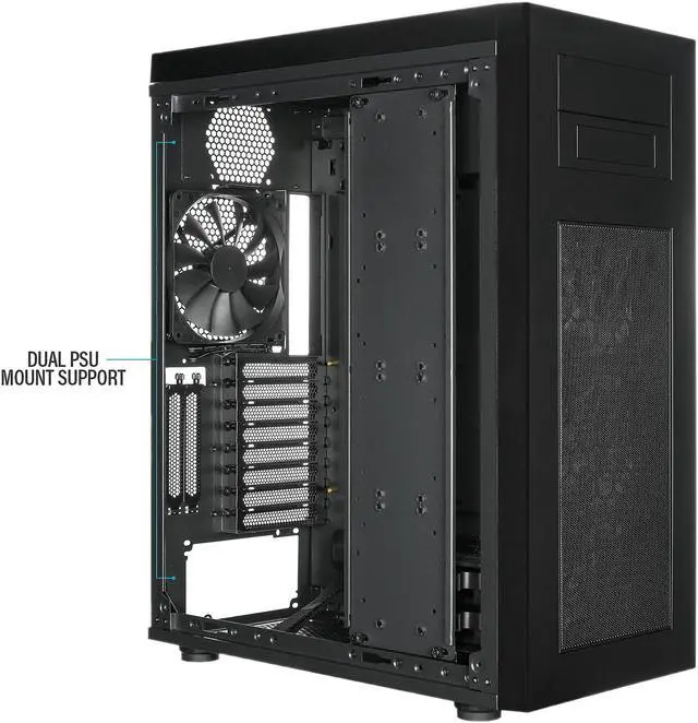 Alt view image 9 of 14 - Rosewill RISE GLOW ATX Full Tower Gaming PC Computer Case, Supports: E-ATX, Dual PSU Mount, Vertical GPU Mount & 360mm Liquid Coolers, 4 Dual-Speed Fans