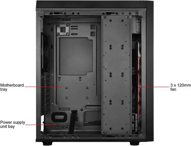 Alt view image 14 of 14 - Rosewill RISE GLOW ATX Full Tower Gaming PC Computer Case, Supports: E-ATX, Dual PSU Mount, Vertical GPU Mount & 360mm Liquid Coolers, 4 Dual-Speed Fans