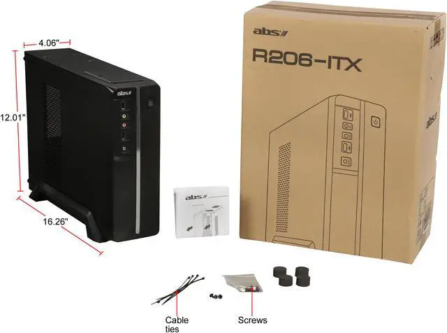 Alt view image 9 of 9 - ABS R206-ITX - Micro ATX Slim Computer Case - Black