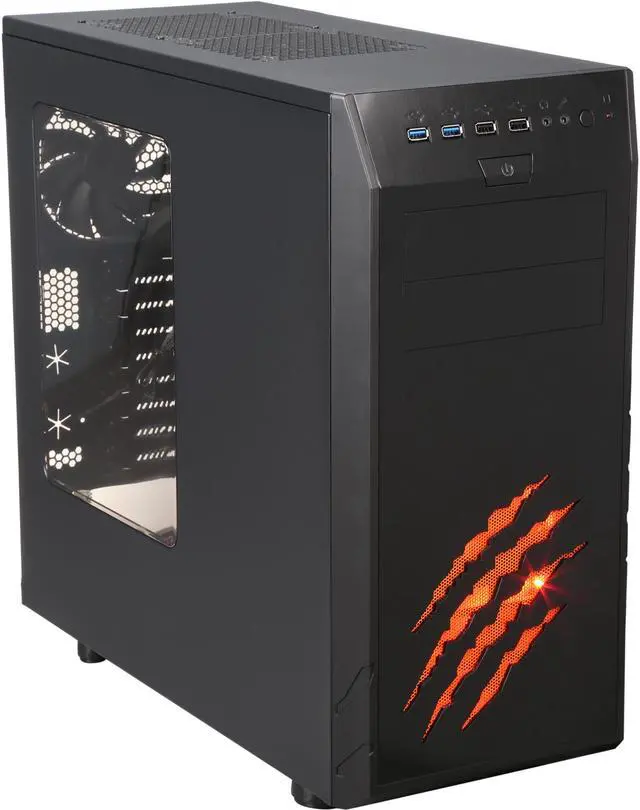 Alt view image 2 of 10 - Rosewill ATX Mid Tower Gaming Computer Case, support VGA card length up to 340mm, come with four fans-2 x Front 120mm Fan, 1 x Rear 120mm Fan, 1 x Top 140mm Fan - WolfAlloy