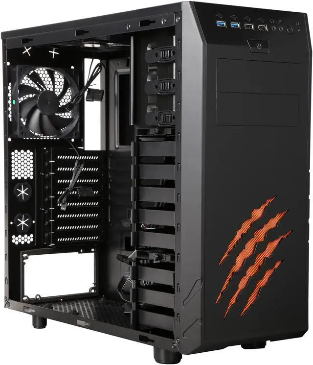 Alt view image 8 of 10 - Rosewill ATX Mid Tower Gaming Computer Case, support VGA card length up to 340mm, come with four fans-2 x Front 120mm Fan, 1 x Rear 120mm Fan, 1 x Top 140mm Fan - WolfAlloy