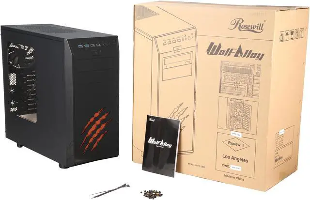 Alt view image 10 of 10 - Rosewill ATX Mid Tower Gaming Computer Case, support VGA card length up to 340mm, come with four fans-2 x Front 120mm Fan, 1 x Rear 120mm Fan, 1 x Top 140mm Fan - WolfAlloy