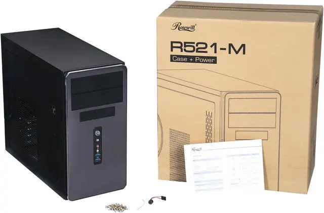 Alt view image 9 of 9 - ROSEWILL, Aesthetic Finish, 90mm Fan pre-installed, Mini Tower Computer Case with 400W Power Supply - R521-M