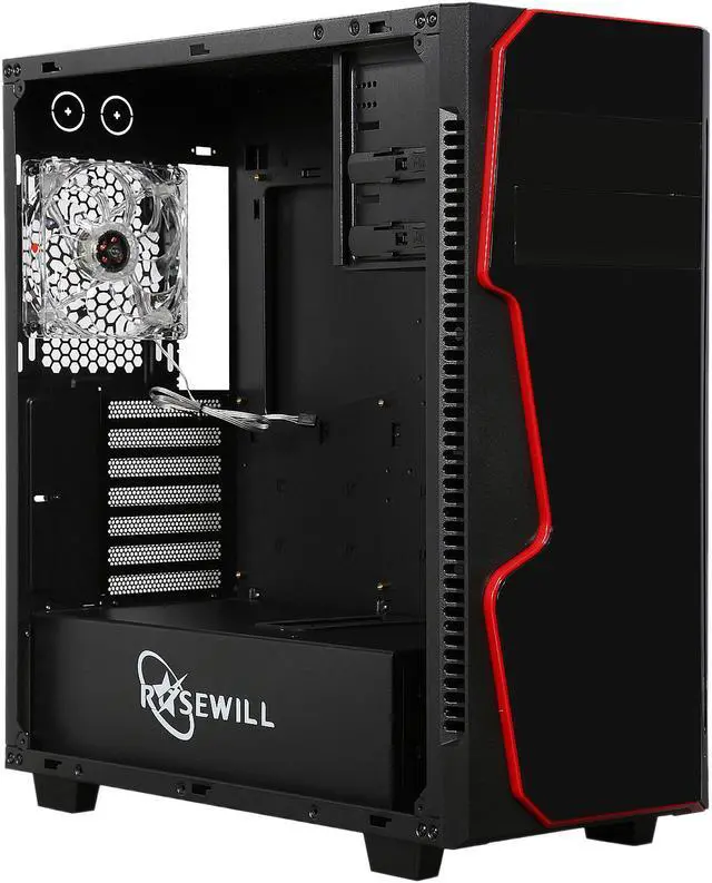 Alt view image 7 of 16 - Rosewill ATX Mid Tower Gaming Computer Case, Supports up to 420mm Long Graphics Card, Comes with Three Fans Pre-installed - Front 120mm Fan x 2, Rear 120mm Fan x 1 - GUNGNIR X