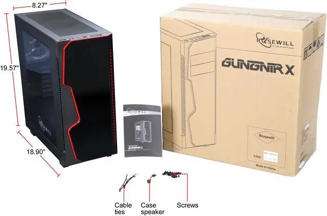 Alt view image 16 of 16 - Rosewill ATX Mid Tower Gaming Computer Case, Supports up to 420mm Long Graphics Card, Comes with Three Fans Pre-installed - Front 120mm Fan x 2, Rear 120mm Fan x 1 - GUNGNIR X