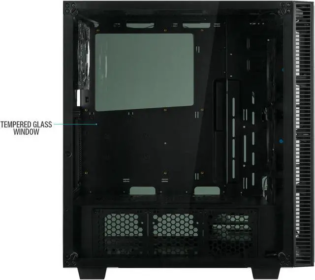 Alt view image 4 of 10 - Rosewill CULLINAN MX-Blue ATX Mid-Tower Gaming PC Computer Case, Supports 360mm Liquid Coolers, 4 Blue LED Fans, Max Airflow with PSU Shround Fan Mount, Tempered Glass, Fan Speed Control