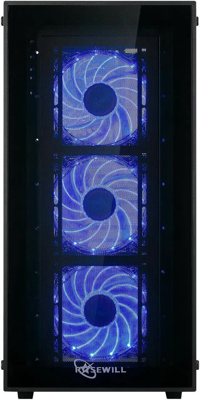 Alt view image 3 of 10 - Rosewill CULLINAN MX-Blue ATX Mid-Tower Gaming PC Computer Case, Supports 360mm Liquid Coolers, 4 Blue LED Fans, Max Airflow with PSU Shround Fan Mount, Tempered Glass, Fan Speed Control