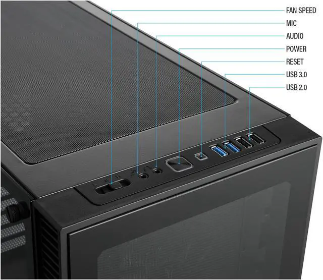 Alt view image 7 of 10 - Rosewill CULLINAN MX-Blue ATX Mid-Tower Gaming PC Computer Case, Supports 360mm Liquid Coolers, 4 Blue LED Fans, Max Airflow with PSU Shround Fan Mount, Tempered Glass, Fan Speed Control