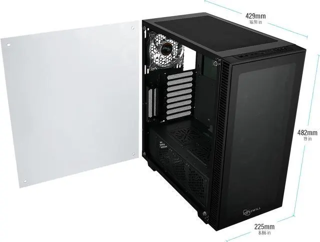 Alt view image 8 of 10 - Rosewill CULLINAN MX-Blue ATX Mid-Tower Gaming PC Computer Case, Supports 360mm Liquid Coolers, 4 Blue LED Fans, Max Airflow with PSU Shround Fan Mount, Tempered Glass, Fan Speed Control