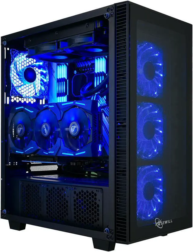 Alt view image 2 of 10 - Rosewill CULLINAN MX-Blue ATX Mid-Tower Gaming PC Computer Case, Supports 360mm Liquid Coolers, 4 Blue LED Fans, Max Airflow with PSU Shround Fan Mount, Tempered Glass, Fan Speed Control