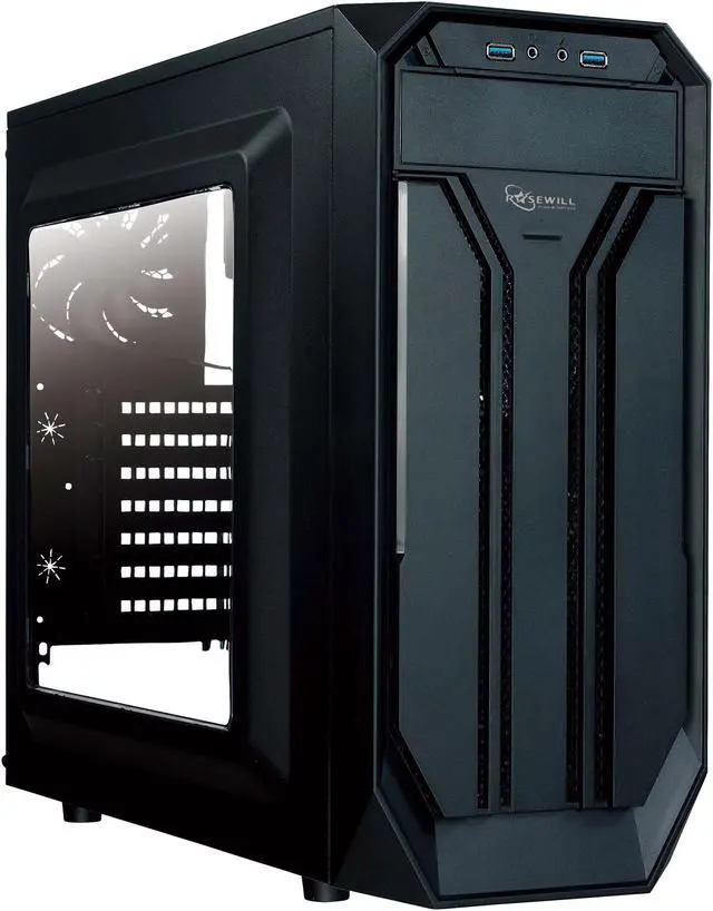 Alt view image 3 of 8 - Rosewill ATX Mid Tower Gaming Case With Side Panel Window, Three Fans Pre-Installed, USB 3.0 x 2 - BRADLEY M
