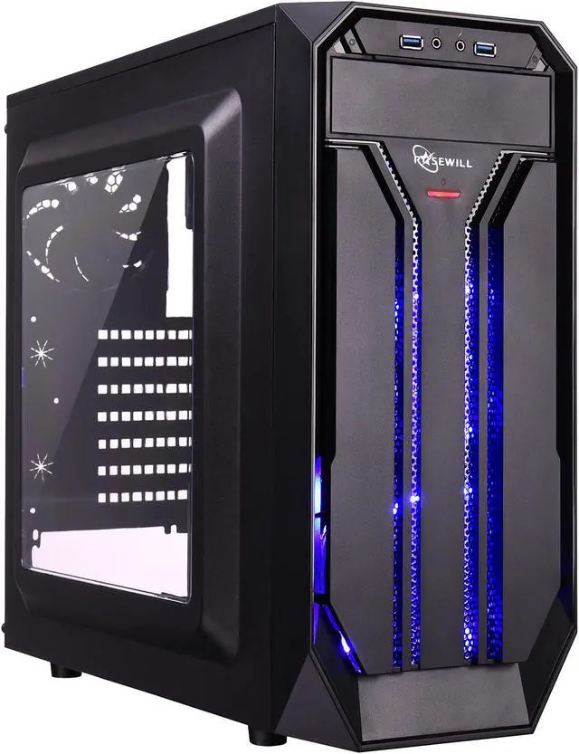 Main image of Rosewill ATX Mid Tower Gaming Case With Side Panel Window, Three Fans Pre-Installed, USB 3.0 x 2 - BRADLEY M