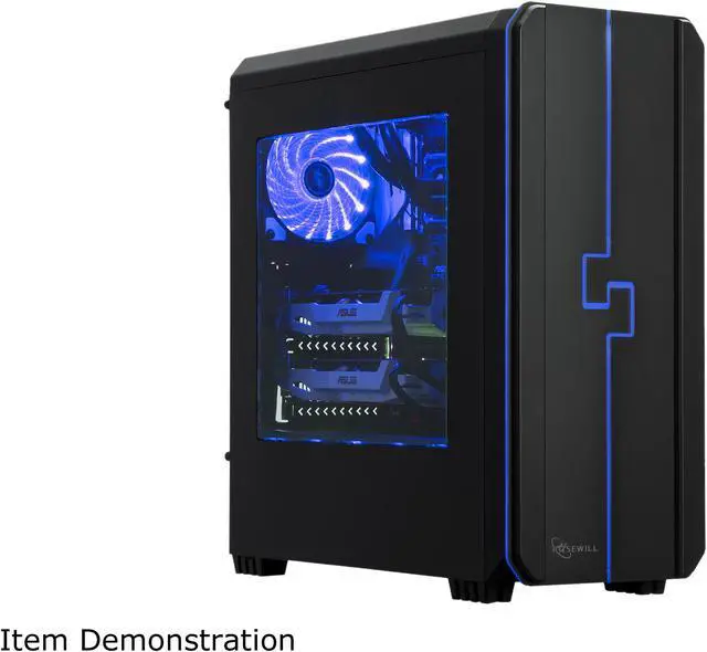 Alt view image 2 of 15 - ROSEWILL ORBIT-Z1 ATX Mid Tower Gaming Computer Case with Two Pre-installed RGB LED Fans