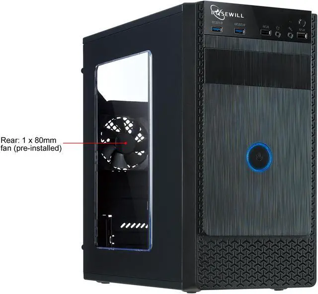 Alt view image 3 of 13 - Rosewill FBM-X1 Black Steel / Plastic Mini Tower Case with Side Panel Window
