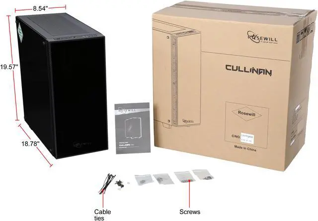 Alt view image 10 of 10 - Rosewill CULLINAN-WHITE ATX Mid Tower Gaming Case With Tempered Glass Panels