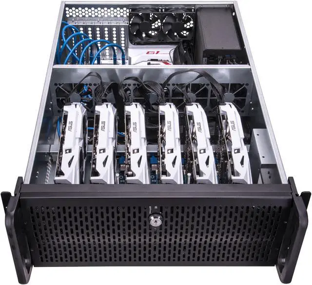 Alt view image 2 of 12 - Rosewill Server Chassis, Server Case, Rackmount Case for Bitcoin Mining; 4U Metal Rack Mount Bitcoin Miner for 6 GPU; Solution for Building a Mining Rig (RSV-L4000B)