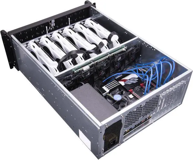 Alt view image 5 of 12 - Rosewill Server Chassis, Server Case, Rackmount Case for Bitcoin Mining; 4U Metal Rack Mount Bitcoin Miner for 6 GPU; Solution for Building a Mining Rig (RSV-L4000B)
