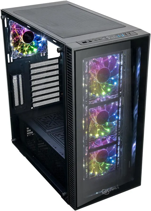 Alt view image 2 of 10 - ROSEWILL CULLINAN MX Tempered Glass RGB ATX Mid Tower Computer Case with Remote Controlled RGB LED Fans