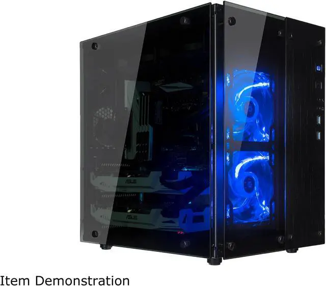 Alt view image 2 of 11 - Rosewill Cube Mini ITX/Micro-ATX/ATX Mid Tower Gaming PC Computer Case, Black Steel Tempered Glass, Blue LED Fans - Cullinan PX Blue