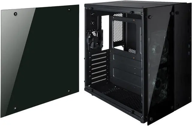 Alt view image 7 of 11 - Rosewill Cube Mini ITX/Micro-ATX/ATX Mid Tower Gaming PC Computer Case, Black Steel Tempered Glass, Blue LED Fans - Cullinan PX Blue