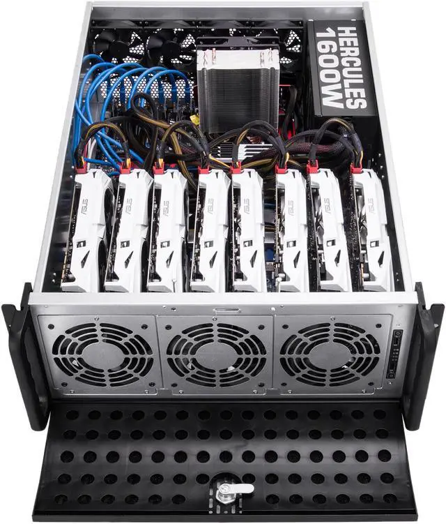 Alt view image 4 of 12 - Rosewill RSV-L4000C - 4U Rackmount Server Case / Chassis for AI / Bitcoin Mining Machine, Supports 8 Graphic Cards