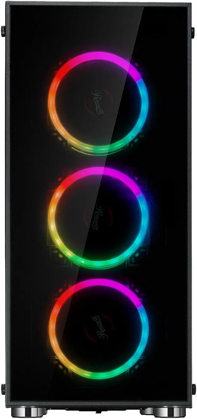 Alt view image 2 of 10 - Rosewill CULLINAN V500 RGB ATX Mid-Tower Gaming PC Computer Case, Supports E-ATX & 360mm Liquid Coolers, 4 Dual-Ring Remote-Controlled RGB LED Fans, Tempered Glass