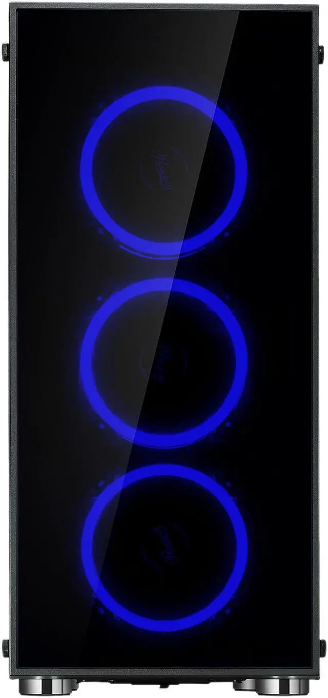 Alt view image 2 of 9 - Rosewill CULLINAN V500 Blue ATX Mid Tower Gaming PC Computer Case with Dual Ring Blue LED Fans, 360mm Water Cooling Radiator Support, Tempered Glass and Steel, USB 3.0