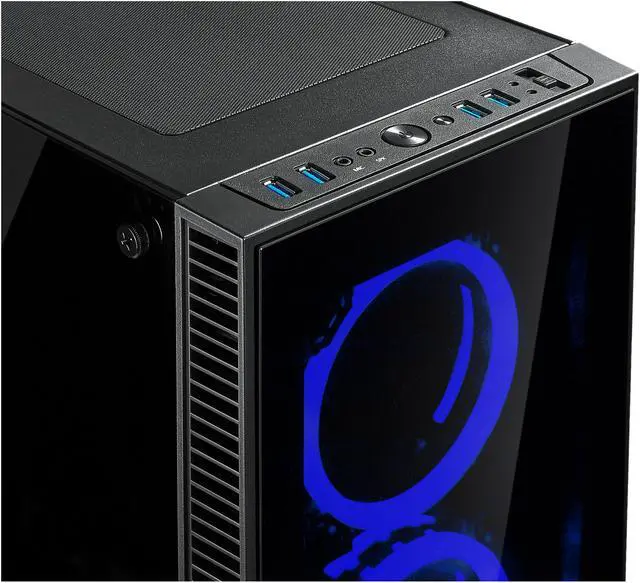 Alt view image 8 of 9 - Rosewill CULLINAN V500 Blue ATX Mid Tower Gaming PC Computer Case with Dual Ring Blue LED Fans, 360mm Water Cooling Radiator Support, Tempered Glass and Steel, USB 3.0