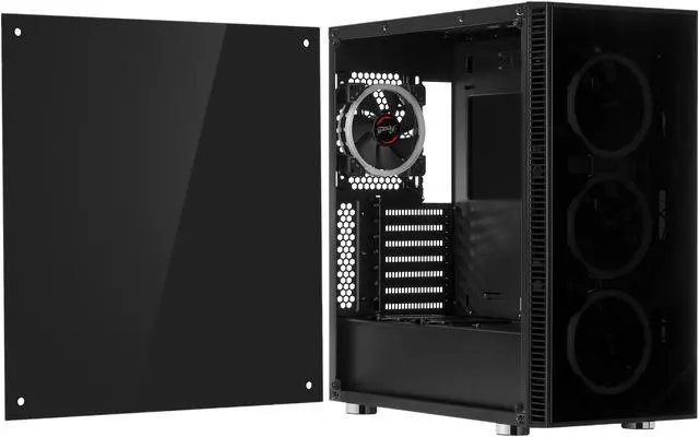 Alt view image 7 of 9 - Rosewill CULLINAN V500 Blue ATX Mid Tower Gaming PC Computer Case with Dual Ring Blue LED Fans, 360mm Water Cooling Radiator Support, Tempered Glass and Steel, USB 3.0