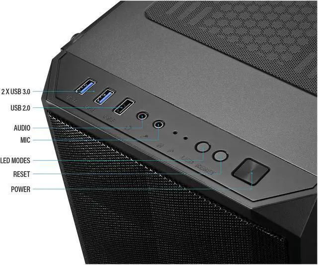 Alt view image 6 of 11 - Rosewill SPECTRA D100 ATX Mid-Tower Gaming PC Computer Case, Supports 240mm & 360mm Liquid Coolers, 4 Dual-Ring RGB LED Fans, Steel Mesh Airflow, Tempered Glass, LED Mode Control