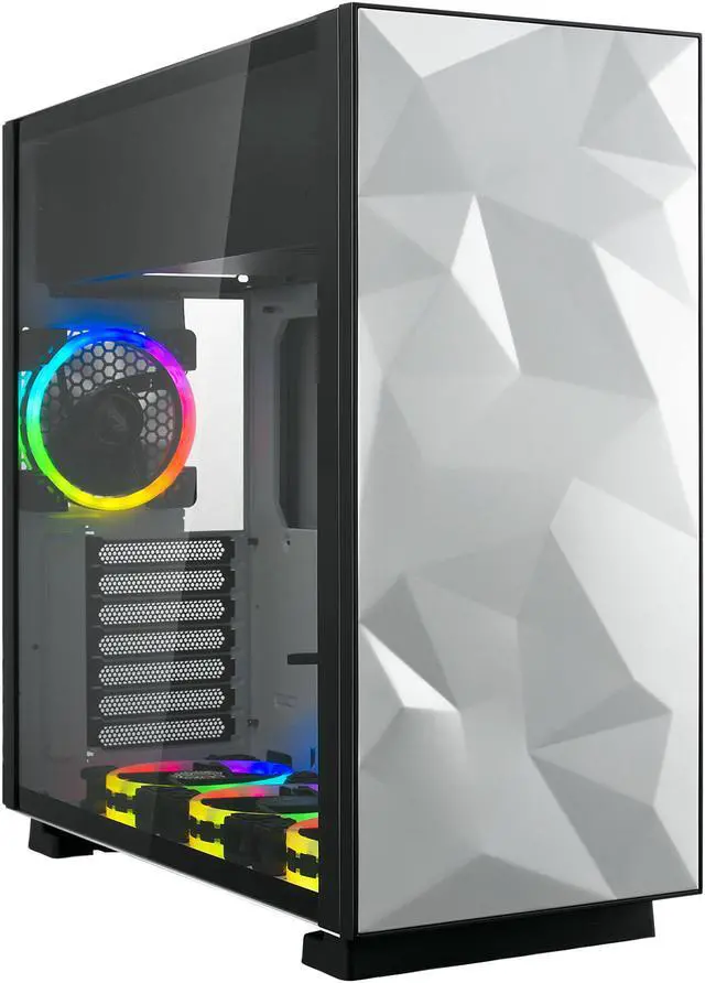 Main image of Rosewill ATX Mid Tower Gaming PC Computer Case with RGB Software Sync Dual Ring RGB LED Fans, 240mm AIO Support, EATX Support, Top Mount PSU & HDD/SSD, Tempered Glass & White Steel - PRISM S