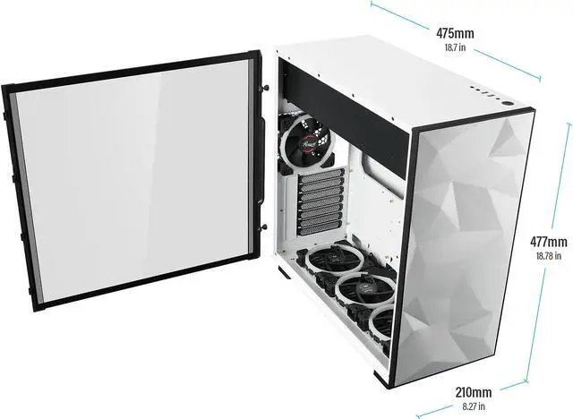 Alt view image 8 of 10 - Rosewill ATX Mid Tower Gaming PC Computer Case with RGB Software Sync Dual Ring RGB LED Fans, 240mm AIO Support, EATX Support, Top Mount PSU & HDD/SSD, Tempered Glass & White Steel - PRISM S
