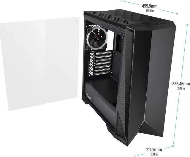 Alt view image 7 of 10 - Rosewill ATX Mid Tower Gaming PC Computer Case with RGB Fan & LED Light Strip, 240mm AIO up to 360mm Support, Bottom Mount PSU & HDD/SSD, Tempered Glass & Black Steel - ZIRCON M