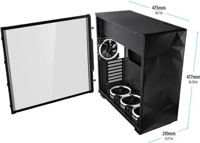 Alt view image 7 of 10 - Rosewill - PRISM S-BLACK ATX Mid Tower Gaming PC Computer Case with RGB Software Sync Dual Ring RGB LED Fans, 240mm AIO Support, EATX Support, Top Mount PSU & HDD/SSD, Tempered Glass & Black Steel