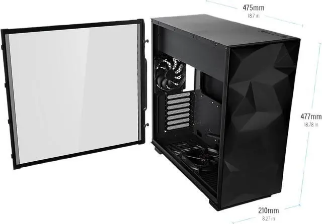 Alt view image 7 of 9 - Rosewill ATX Mid Tower Gaming PC Computer Case with 2 x 120mm Fans (Supports up to 6), 240mm AIO Support, EATX Support, Top Mount PSU & HDD/SSD, Tempered Glass & Black Steel - PRISM S-BLACK-LITE