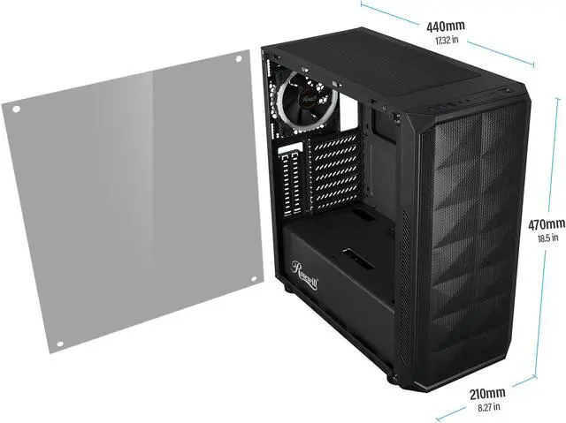 Alt view image 8 of 11 - Rosewill SPECTRA D100 ATX Mid Tower Gaming Case With Tempered Glass Side Panel