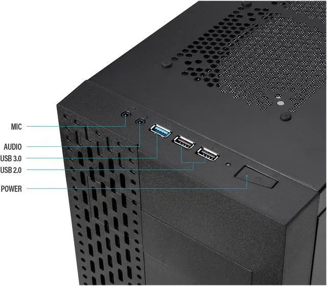 Alt view image 9 of 10 - Rosewill ZIRCON T ATX Mid Tower Gaming PC Computer Case with Side Panel Window, Includes 2 x 120mm Fans, 240mm AIO up to 360mm Liquid Cooler Support, 380mm Graphics Card Support
