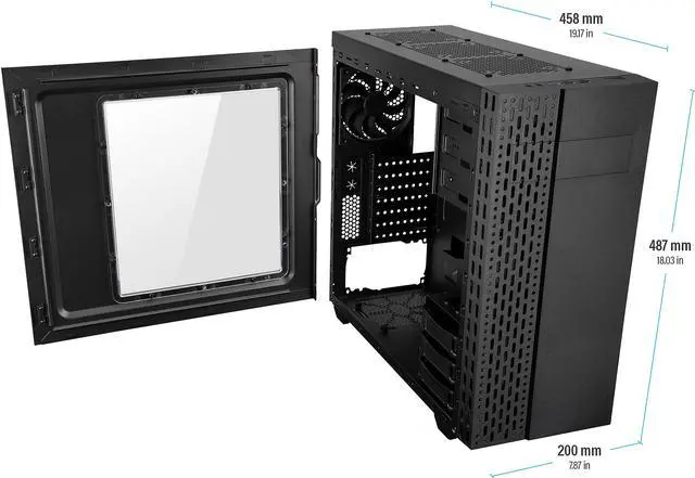 Alt view image 8 of 10 - Rosewill ZIRCON T ATX Mid Tower Gaming PC Computer Case with Side Panel Window, Includes 2 x 120mm Fans, 240mm AIO up to 360mm Liquid Cooler Support, 380mm Graphics Card Support