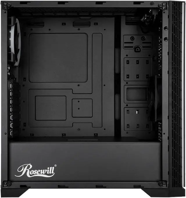 Alt view image 5 of 10 - Rosewill ZIRCON I ATX Mid Tower Gaming PC Computer Case with RGB Fan & LED Light Strips, 240mm AIO Support, Bottom Mount PSU & HDD/SSD, Tempered Glass & Black Steel
