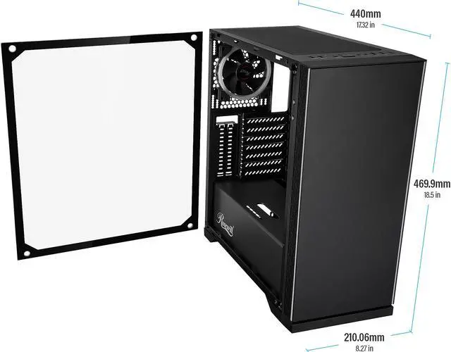 Alt view image 8 of 10 - Rosewill ZIRCON I ATX Mid Tower Gaming PC Computer Case with RGB Fan & LED Light Strips, 240mm AIO Support, Bottom Mount PSU & HDD/SSD, Tempered Glass & Black Steel
