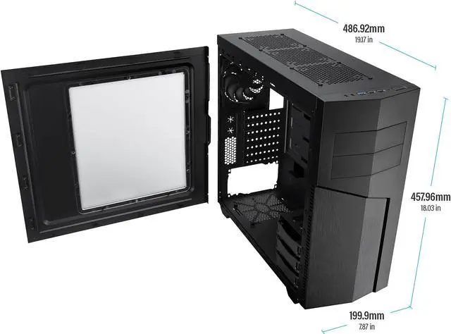 Alt view image 9 of 12 - Rosewill TYRFING V2 ATX Mid Tower Gaming PC Computer Case, Includes 2 x 120mm Fans, 400mm Graphics Card and 360mm AIO Liquid Cooler Support, Bottom Mount PSU and HDD/SSD