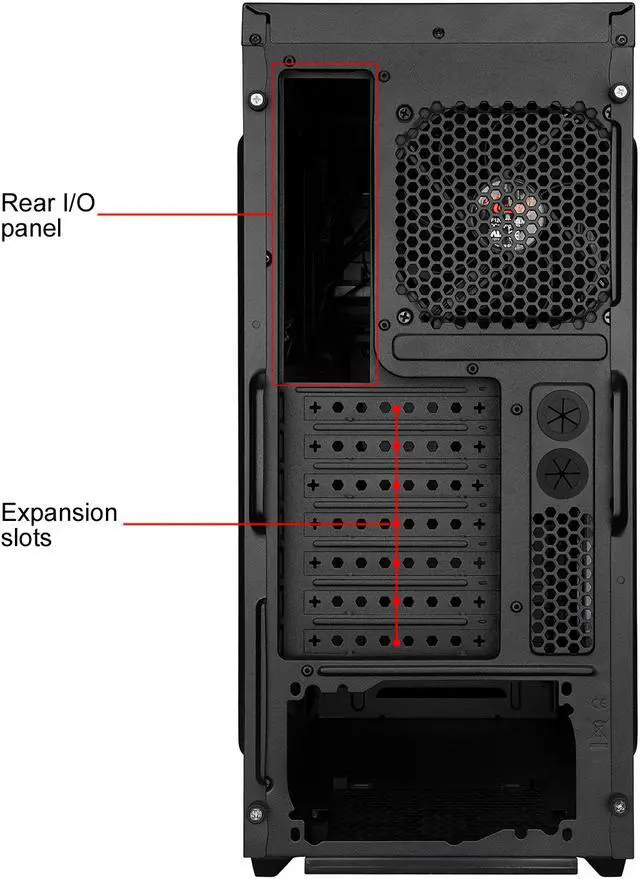 Alt view image 11 of 12 - Rosewill TYRFING V2 ATX Mid Tower Gaming PC Computer Case, Includes 2 x 120mm Fans, 400mm Graphics Card and 360mm AIO Liquid Cooler Support, Bottom Mount PSU and HDD/SSD