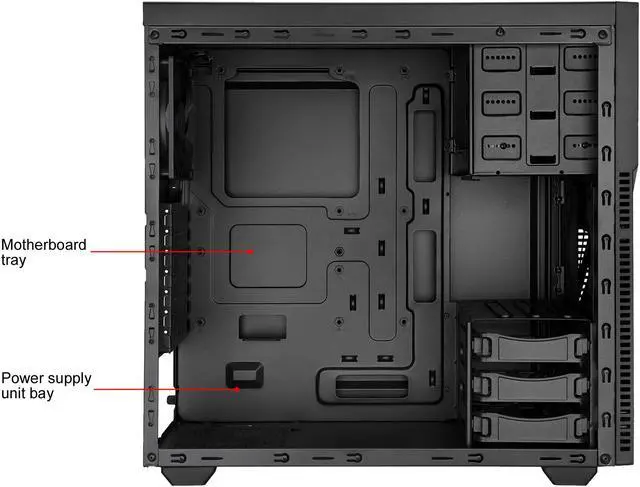 Alt view image 12 of 12 - Rosewill TYRFING V2 ATX Mid Tower Gaming PC Computer Case, Includes 2 x 120mm Fans, 400mm Graphics Card and 360mm AIO Liquid Cooler Support, Bottom Mount PSU and HDD/SSD