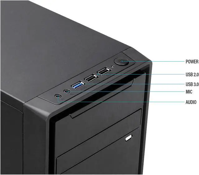 Alt view image 7 of 9 - Rosewill SRM-01B-450 Micro ATX Mini Tower Desktop PC Computer Case with Pre-Installed 450W PSU, 80mm Case Fan, USB 3.0